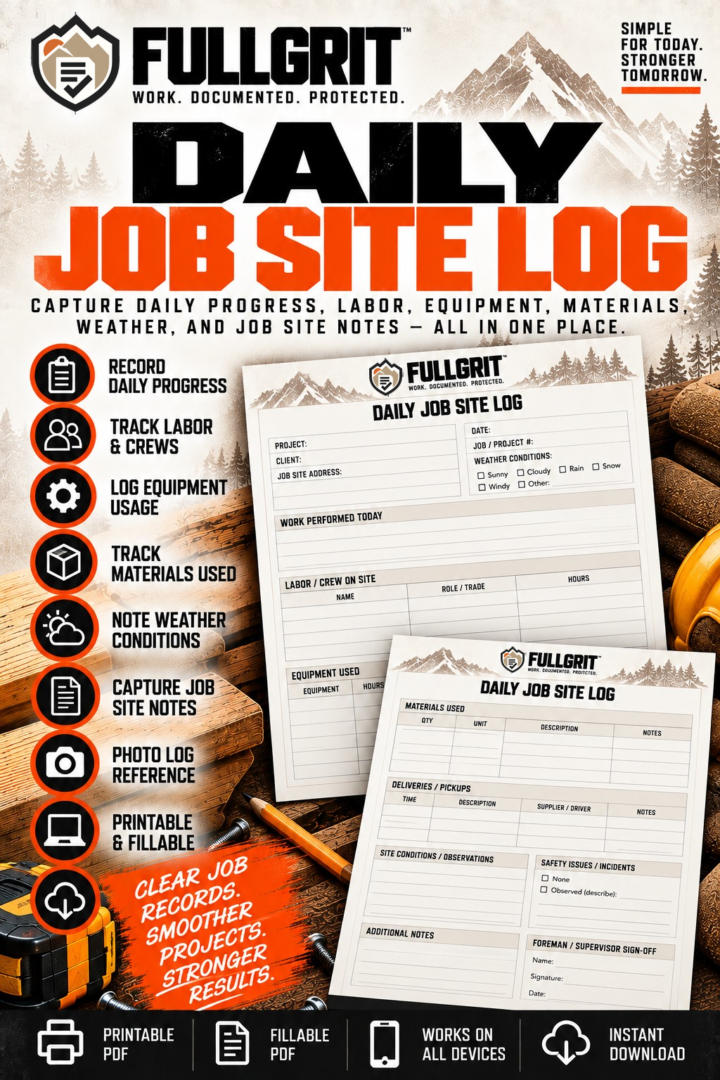Official approved cover of Daily Job Site Log