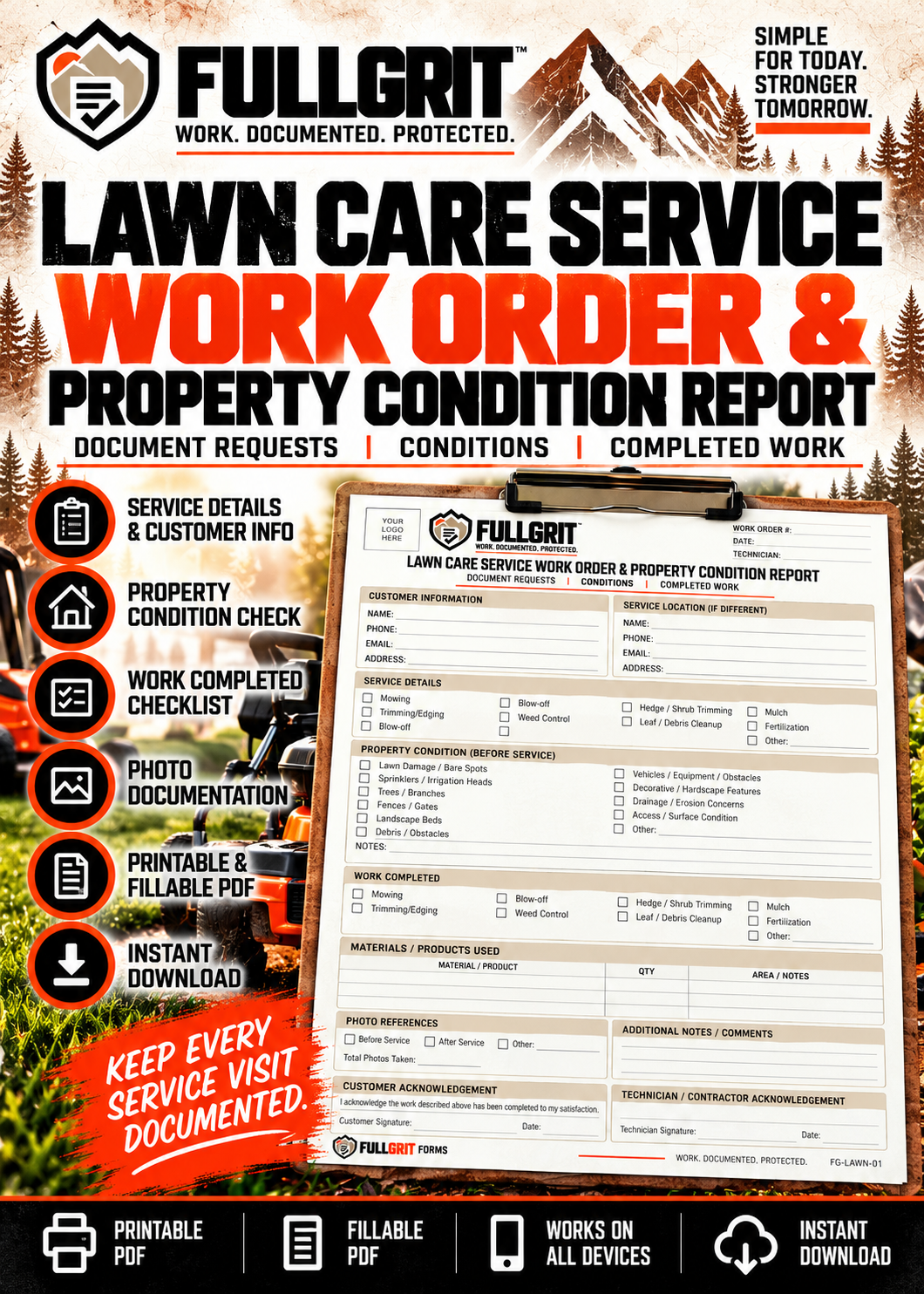Official approved cover of Lawn Care Service Work Order & Property Condition Report