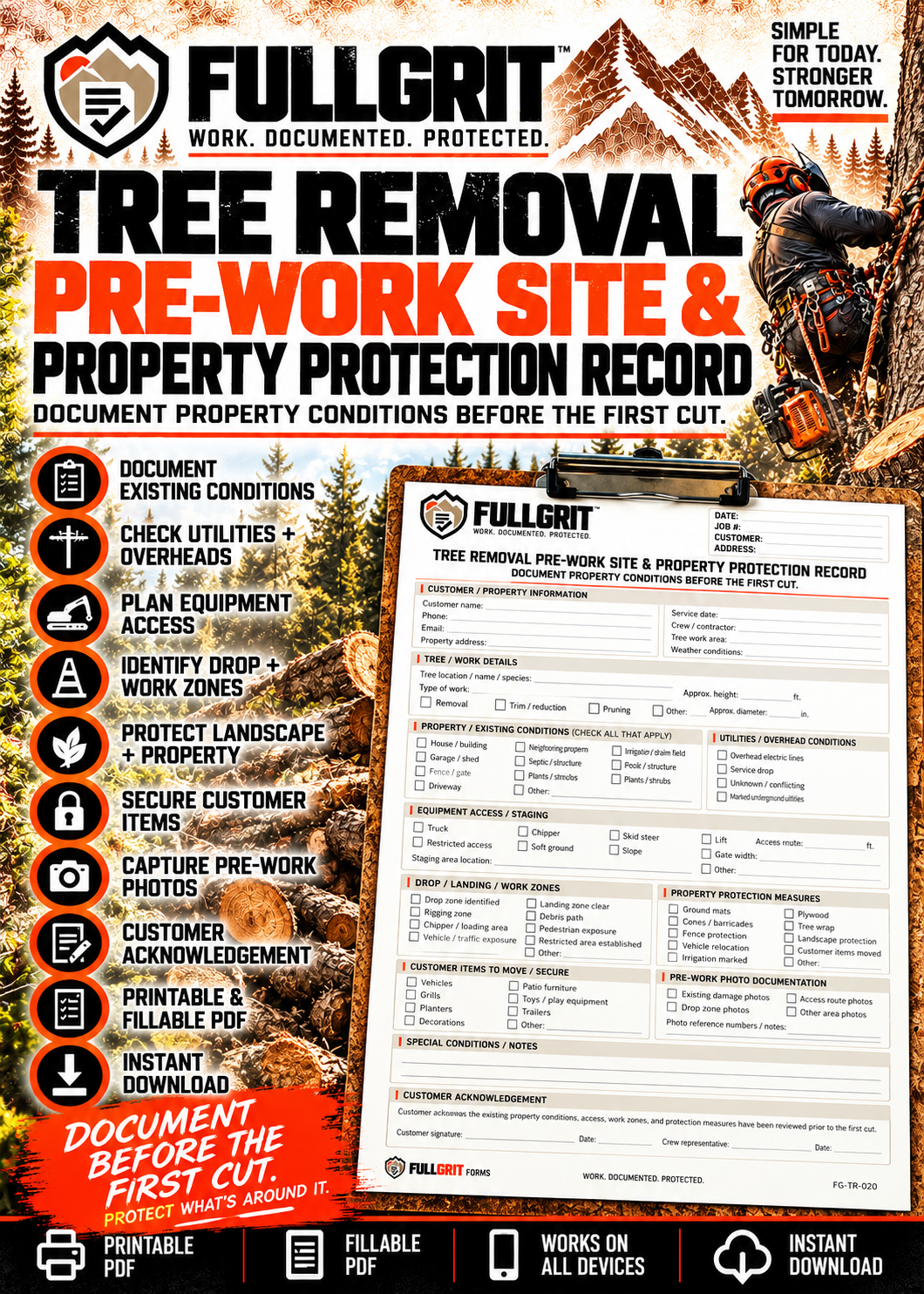 Official approved cover of Tree Removal Pre-Work Site & Property Protection Record